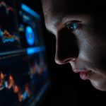 A marketer reacting emotionally to a glowing sustainability KPI dashboard showing verified performance metrics.