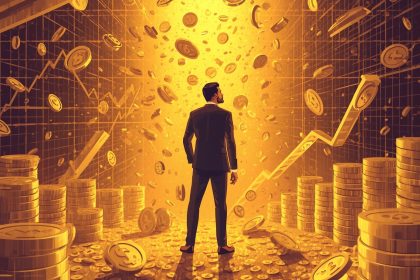 A confident digital marketer activates an AI-powered dashboard showing recurring revenue growth—focused on subscription affiliate success.