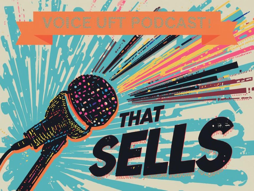 A confident salesperson interacting with a digital AI voice interface, illustrating collaboration between humans and AI in modern sales.