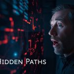 Marketing analyst revealing customer journey insights using first-party data with a surprised expression and glowing analytics visuals.