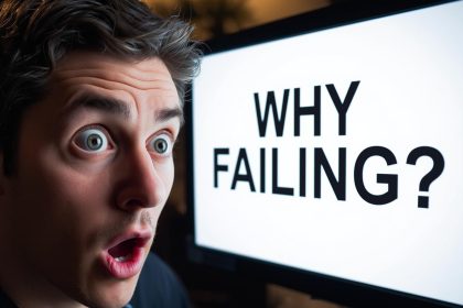 Marketer reacting with surprise while reviewing checkout A/B test results on a laptop, highlighting e-commerce checkout A/B testing insights.