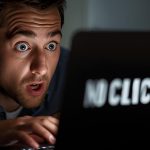 Digital marketer confidently pointing at a featured snippet on a screen, representing Zero-Click SEO visibility and authority.