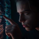 Person looking surprised at a structured AI search summary on screen, highlighting “AI Overviews” layout.