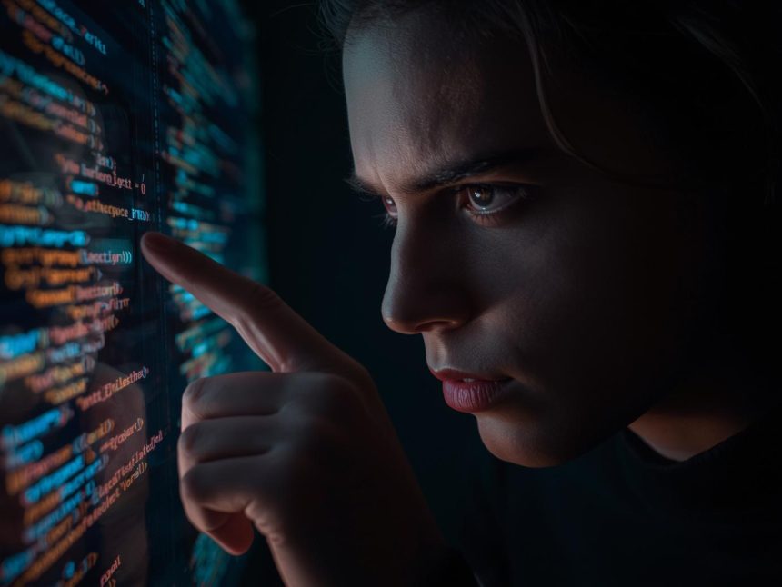 Person looking surprised at a structured AI search summary on screen, highlighting “AI Overviews” layout.