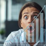 Marketer reacting with surprise to AI dashboard detecting an early social media trend before it peaks.