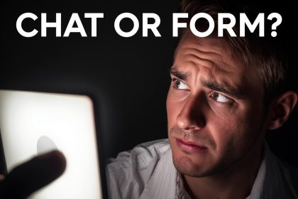 B2B marketer reacting to AI chatbot qualifying leads in real time, showing surprise and clarity during a sales conversation.