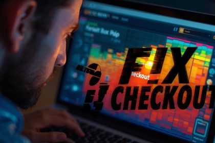 Marketer looking at a vivid e-commerce checkout heatmap on a laptop, highlighting hot spots where visitors drop off, for e-commerce checkout optimization using heatmap insights.