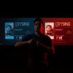 A marketer with an excited expression points to multiple glowing content formats on several screens, highlighting content repurposing frameworks.