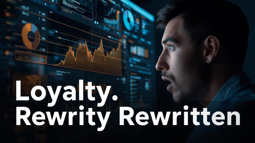 E-commerce marketer reacting to AI prediction dashboard showing customer loyalty insights and future behavior signals.