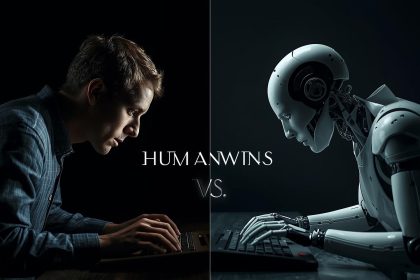 Content marketer reacting to futuristic AI dashboards, highlighting content marketing predictions for 2026 and strategic change.