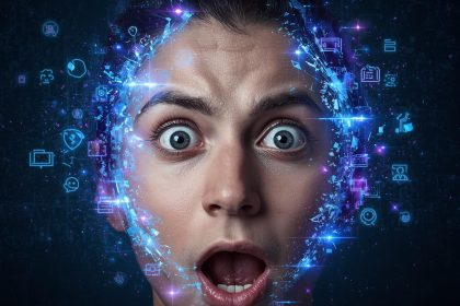 Marketer pointing at secure data lock with confident expression, representing the role of data privacy in consumer trust.