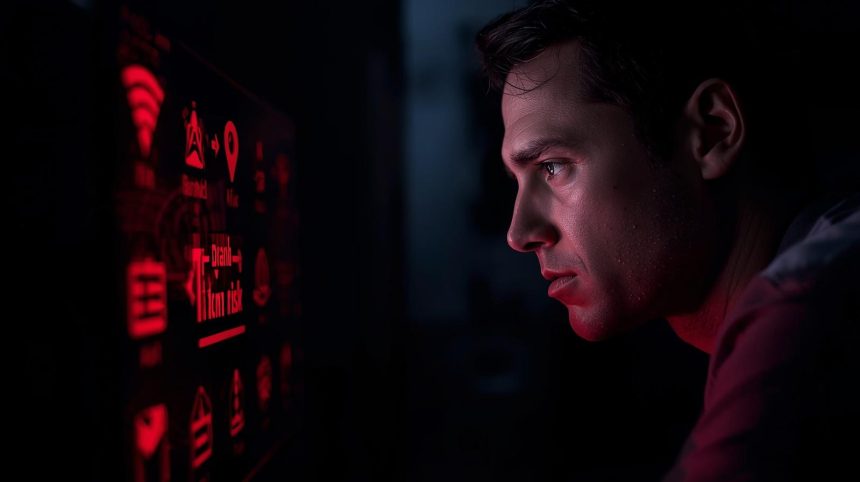 A focused professional analyzing an AI-powered dashboard showing brand sentiment recovery and reputation alerts.